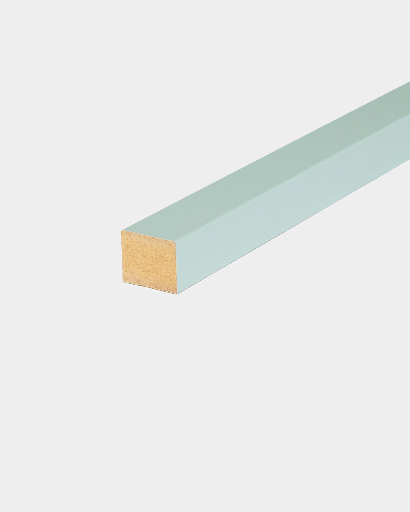 WoodUpp End Lamella / Cloud, 2.2 cm light green wooden dowel, compatible with MDF frames or Akupanel acoustic panel installation. Nordic design accessory.