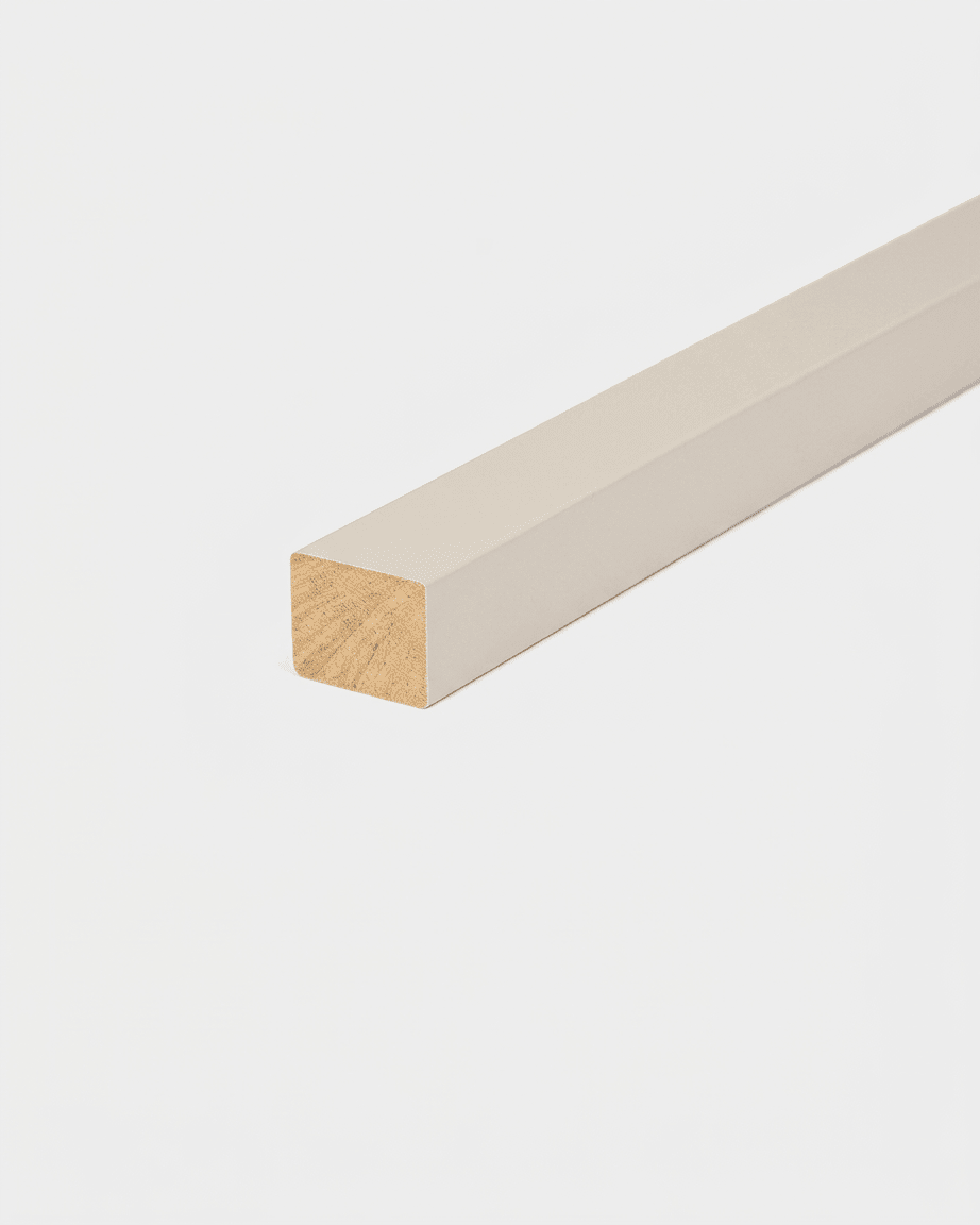 WoodUpp End Lamella in Soft Linen, 240x2.2cm MDF acoustic slat with visible wood grain and exposed end, shown on a white background.
