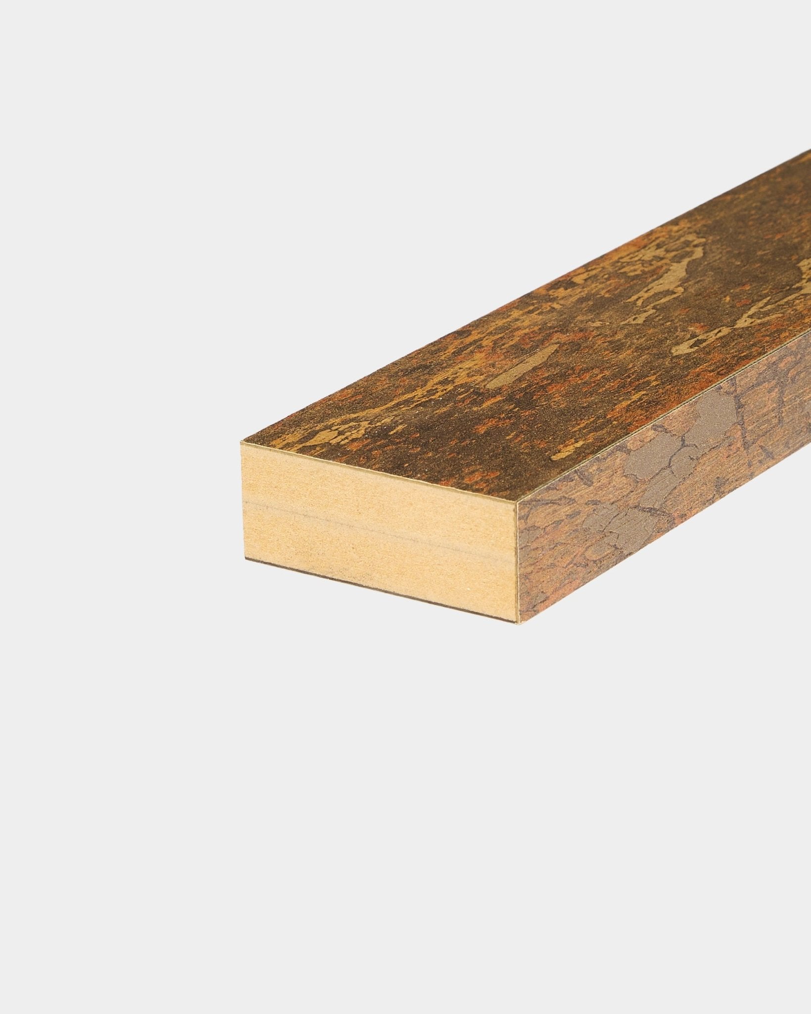 WoodUpp Akupanel End Lamella in Oxide Copper finish, 6.7 cm wide, designed for seamless acoustic panel or slatwall installation on any surface.