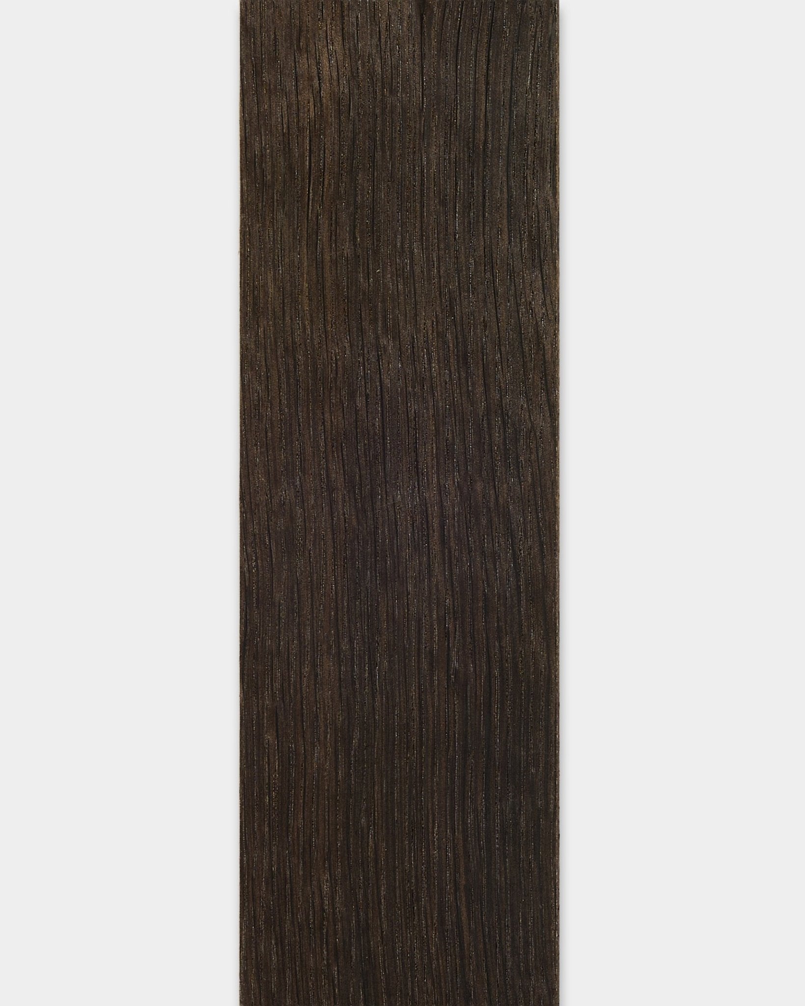 WoodUpp Lamella Rustic Smoked Oak slat, 240 cm, features a dark brown vertical wood grain; suitable for edge trimming or replacing acoustic panel slats.