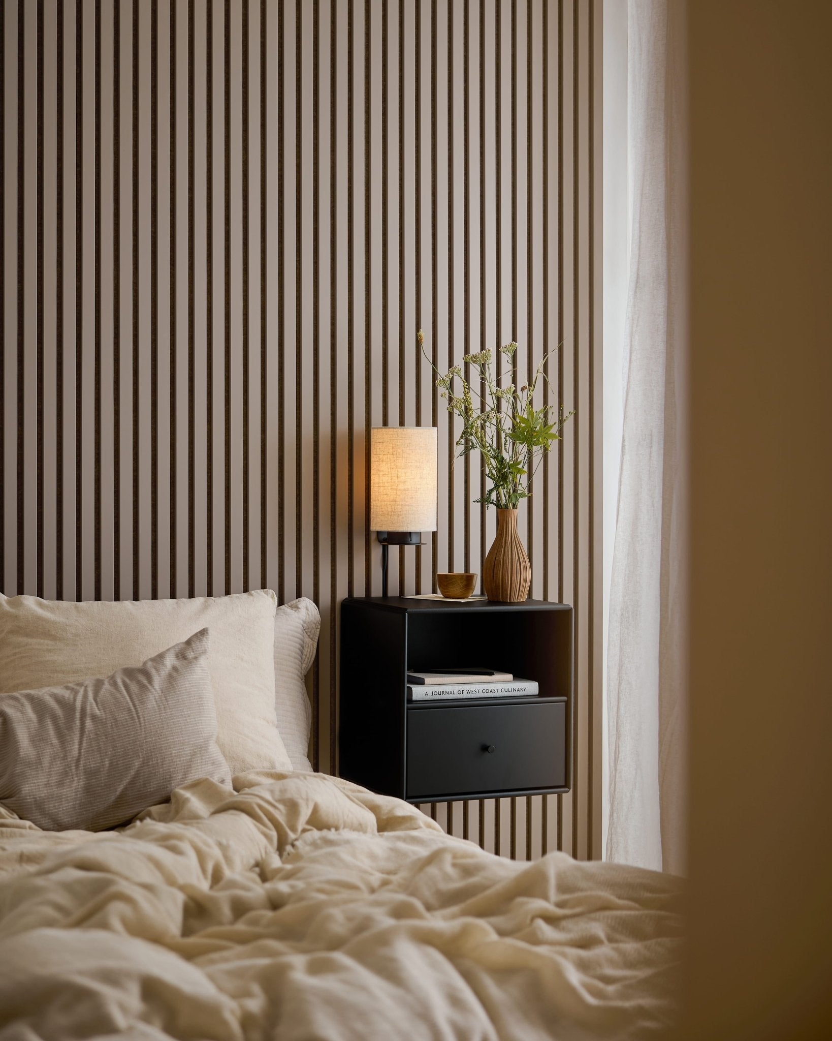 Akupanel | Acoustic Panel / Colored, Dark Cashmere, Dark Beige Felt, 240 x 60 cm