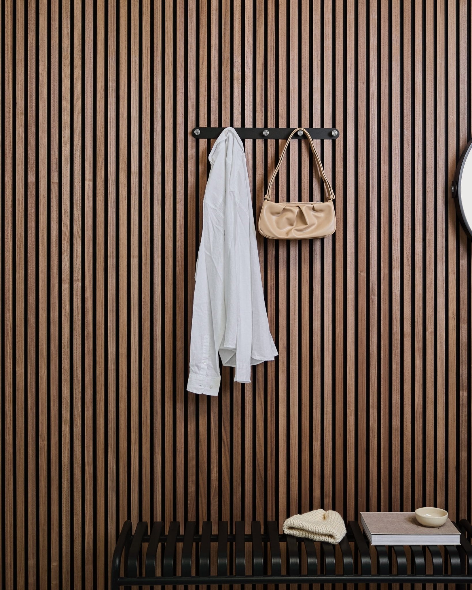 Norr | Coat Hook Rack / X5,  Black/Stainless Steel