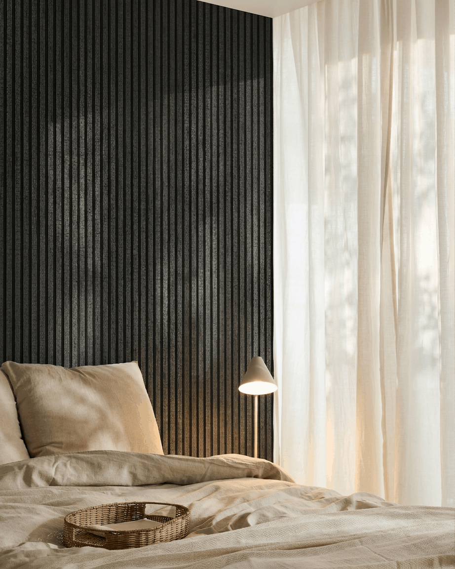 Akupanel | Acoustic Panel / Colored, Charcoal, Black Felt, 240 x 60 cm