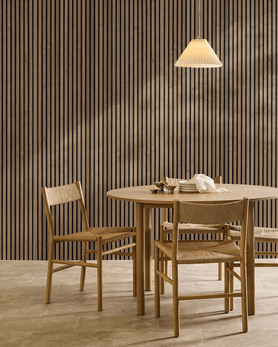 Akupanel | Acoustic Panel / Natural Wood, Walnut, Black Felt, 300 x 60 cm