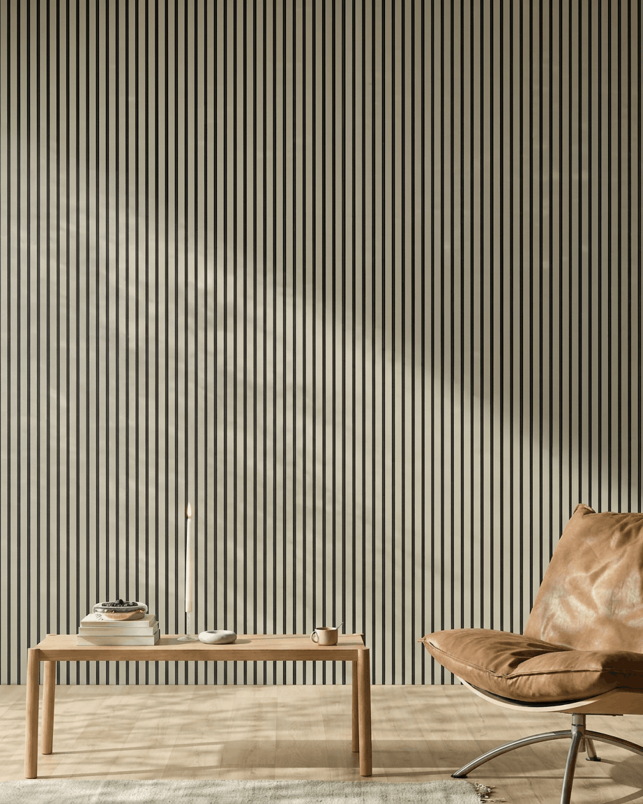 Akupanel | Acoustic Panel / Colored, Stone, Black Felt, 240 x 60 cm