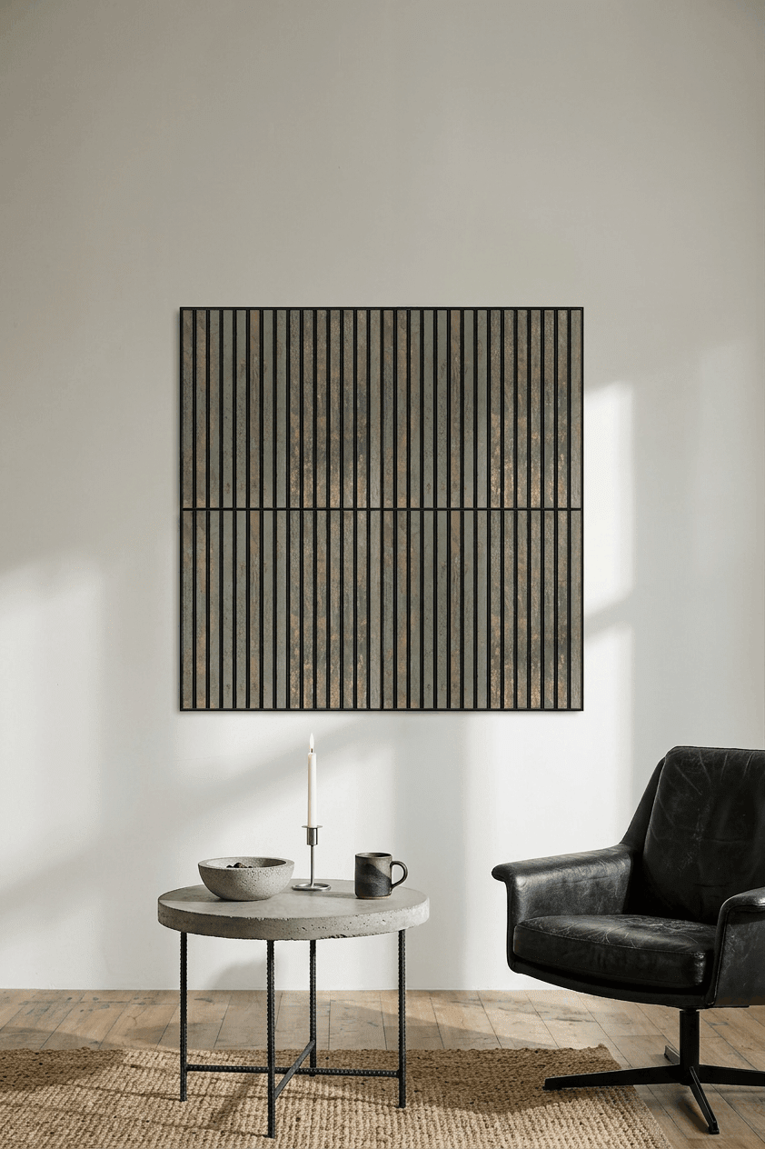 Akupixel | Acoustic Panel / Colored, Oxide Grey, Black Felt, 60 x 60 cm